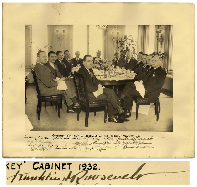 Franklin D. Roosevelt Signed Photo of His Turkey Cabinet as Governor of New York in 1932 -- Signed in Full, Franklin D. Roosevelt
